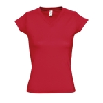 T-shirt cintada mulher com decote em V e algodão 150 g/m2 SOL'S Moon cor vermelho quinta vista