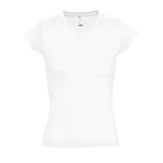 T-shirt cintada mulher com decote em V e algodão 150 g/m2 SOL'S Moon cor branco nona vista