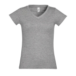 T-shirt cintada mulher com decote em V e algodão 150 g/m2 SOL'S Moon cor cinzento mesclado