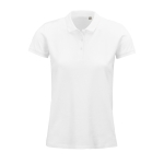 Polo personalizado de mulher em algodão orgânico 170 g/m2 Planet cor branco nona vista