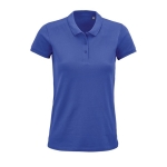 Polo personalizado de mulher em algodão orgânico 170 g/m2 Planet cor azul real terceira vista