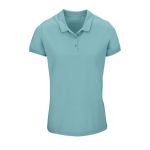 Polo personalizado de mulher em algodão orgânico 170 g/m2 Planet cor azul-claro