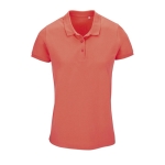 Polo personalizado de mulher em algodão orgânico 170 g/m2 Planet cor cor-de-laranja fluorescente