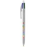 Caneta com logo barata de tinta quadricolor BIC® 4 Colours cor branco