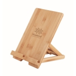 Suporte de bambu com logotipo gravado para tablet ou telemóvel Bamboo cor madeira vista principal