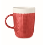 Canecas publicitárias com design estilo lã tricotada de 310ml Knitty cor vermelho