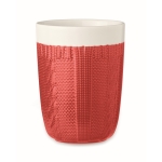 Canecas publicitárias com design estilo lã tricotada de 310ml Knitty cor vermelho segunda vista