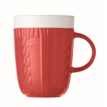 Canecas publicitárias com design estilo lã tricotada de 310ml Knitty cor vermelho terceira vista