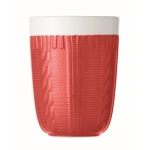 Canecas publicitárias com design estilo lã tricotada de 310ml Knitty cor vermelho quarta vista