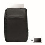 Mochilas para portátil de 16'' recicladas com USB Power rPET cor preto quarta vista