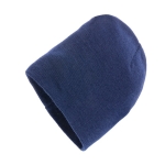 Gorros de inverno ecológicos com patch com logo e design Clássico Eco cor azul-marinho terceira vista