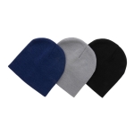 Gorros de inverno ecológicos com patch com logo e design Clássico Eco cor azul-marinho vista geral