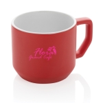 Caneca promocional de cerâmica de design moderno de 350ml Modern cor vermelho vista com logo