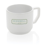 Caneca promocional de cerâmica de design moderno de 350ml Modern cor branco vista com logo