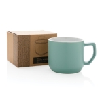 Caneca promocional de cerâmica de design moderno de 350ml Modern cor verde vista com caixa