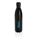 Garrafa de aço grande com função térmica 750ml Lifestyle Premium cor preto vista com logo