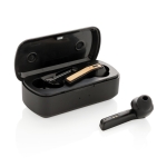 Auriculares de qualidade com estojo de bambu e carregamento Bamboo Flow cor preto