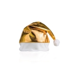 Gorro de Natal de poliéster com acabamento metalizado Santa Shiny cor dourado primeira vista