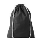 Mochila personalizada de cordão e de algodão 100 g/m² Duo Cotton cor preto vista frontal