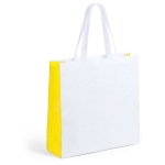 Saco TNT branco laminado com laterais coloridas 110 g/m2 Colorside cor amarelo