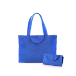 Saco non-woven dobrável barato, resistência 9 kg e 90 g/m2 Flap cor azul primeira vista