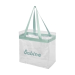 Sacos tote transparentes com controlo de segurança Transparent cor verde menta vista impressão serigrafia