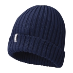 Gorro de algodão orgânico com borda dobrada Elevate Ives cor azul-marinho