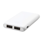 Powerbanks personalizados de bolso com duas portas 5.000 mAh USB Heroe cor branco