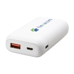 Powerbank corporativo compacto com carga rápida 10.000 mAh Heroe Pro cor branco vista impressão tampografia