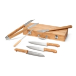 Kit de utensílios para churrasco com estojo de bambu Barbecue Grill cor natural