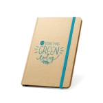 Caderno personalizado papel reciclado folhas A5 linhas EcoNote cor azul-claro imagem com logo