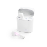 Auriculares corporativos sem fio multifuncional com microfone Pop cor branco quarta vista