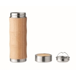 Termo de parede dupla com exterior de bambu e infusor 350ml Bamboo Tea cor madeira quarta vista