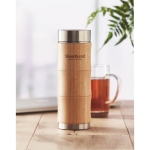 Termo de parede dupla com exterior de bambu e infusor 350ml Bamboo Tea cor madeira segunda vista conjunto 2