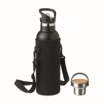 Garrafa térmica com bolsa e duas tampas 700ml Adventure cor preto