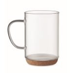 Caneca de vidro de borossilicato, base de cortiça 400ml Crystal Cork cor transparente