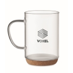 Caneca de vidro de borossilicato, base de cortiça 400ml Crystal Cork cor transparente vista principal