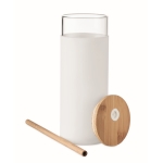 Copo de vidro de 450ml com capa de silicone e palha Crystal Straw cor branco segunda vista