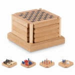 Set de 4 bases para copos com jogos de sobremesa incorporados Cork Game cor madeira