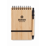 Caderno personalizado com caneta, folhas A6 pautadas Bamboo Light cor preto vista principal segunda vista