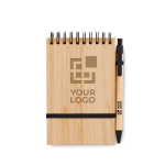 Caderno personalizado com caneta, folhas A6 pautadas Bamboo Light vista principal