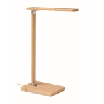 Candeeiro de mesa dobrável com luz LED e carregador de bambu Wireless cor madeira