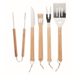 Kit de 5 utensílios para churrasco de aço com cabo de bambu Frankfurt cor preto segunda vista