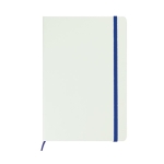 Caderno branco com elástico colorido, folhas A5 lisas White Colors cor azul