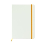 Caderno branco com elástico colorido, folhas A5 lisas White Colors cor cor-de-laranja