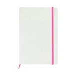 Caderno branco com elástico colorido, folhas A5 lisas White Colors cor cor-de-rosa