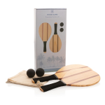 Conjunto de raquetes de praia, madeira, com bolsa Set Ténis Praia Wood cor castanho vista com caixa