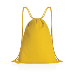 Mochila de cordão de algodão reciclado 145 g com AWARE Greeny cor amarelo terceira vista