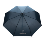 Guarda-chuva pequeno anti-vento dobrável em RPET ø97 Windproof cor azul-marinho vista com logo