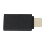 Adaptador promocional USB-C 3.0 de alumínio com logotipo Adapt cor preto segunda vista frontal